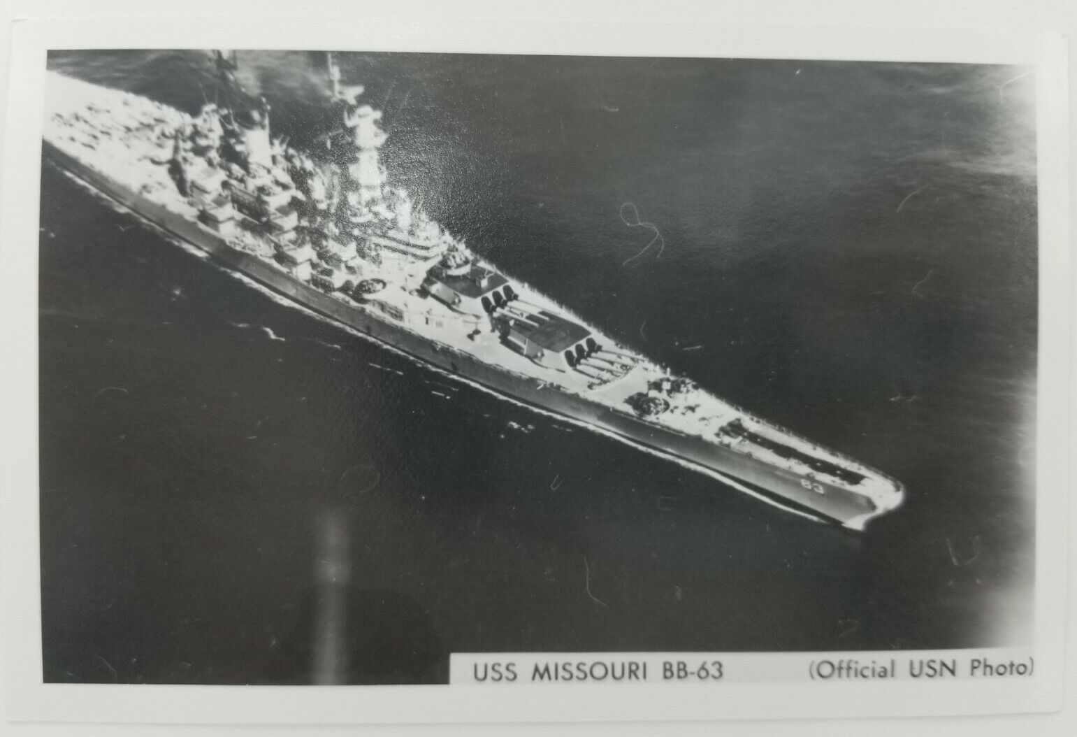 U.S.S. Missouri Naval Ship RPPC Real Official USN Photo Postcard Unposted A861