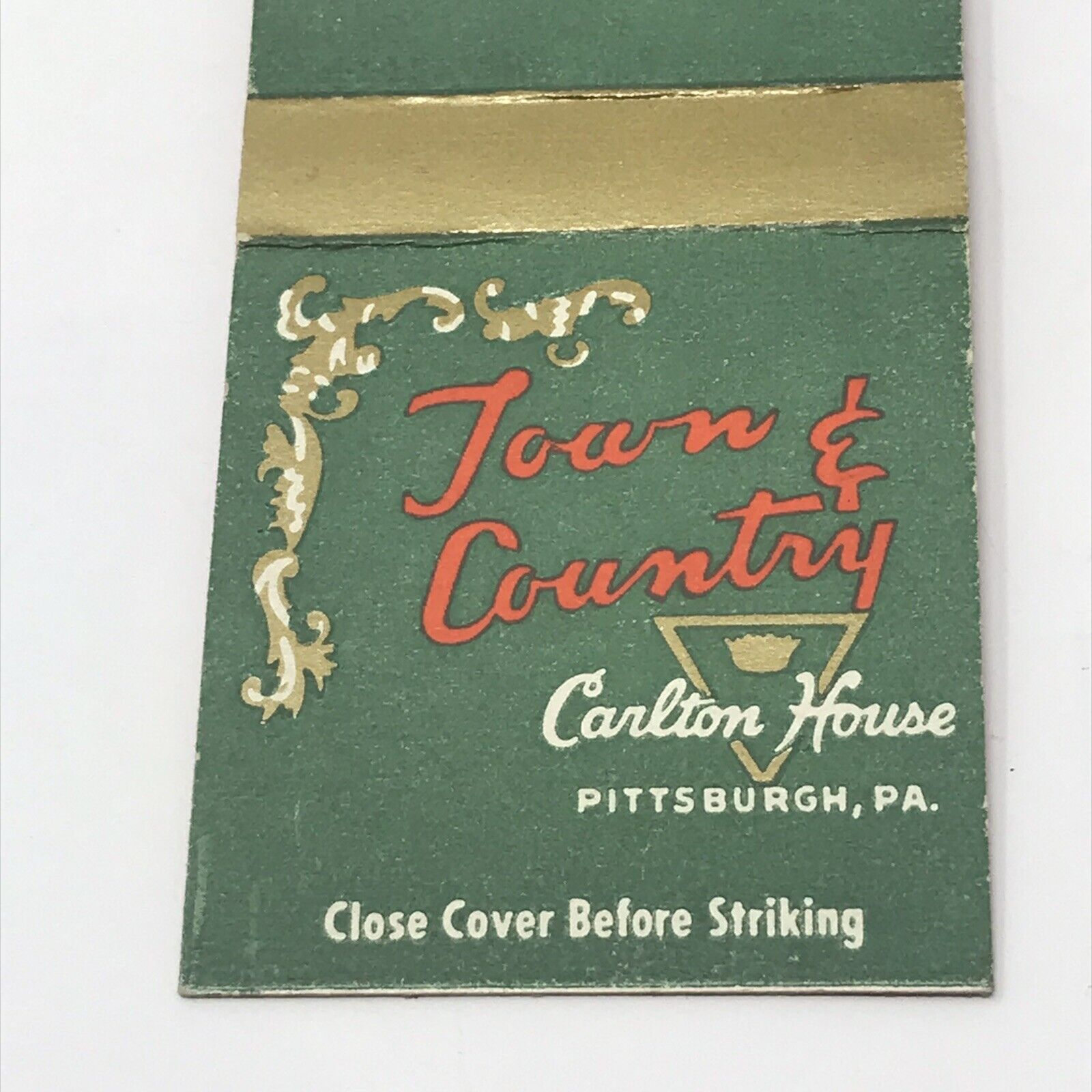 Vintage Matchbook Carlton House Pittsburgh Pennsylvania Advertisement