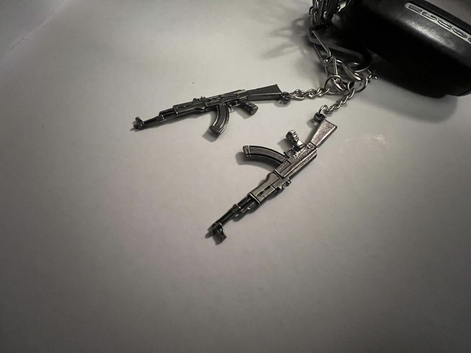 AK-47 Keychain 2 PACK Rifle Machine Gun Model Metal Keyring Mini Key Ring