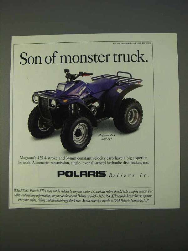 1995 Polaris Magnum 4x4 ATV Ad - Son of Monster Truck