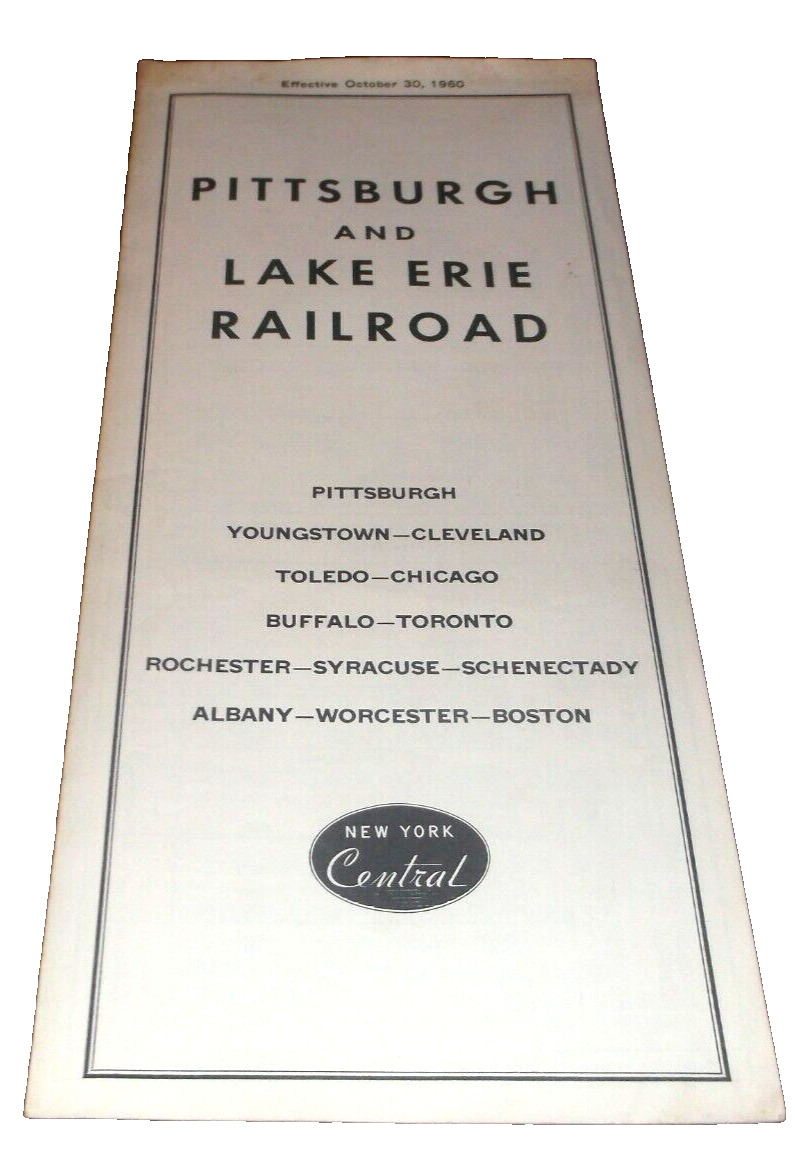 OCTOBER 1960 P&LE PITTSBURGH & LAKE ERIE NYC SYSTEM PUBLIC TIMETABLE