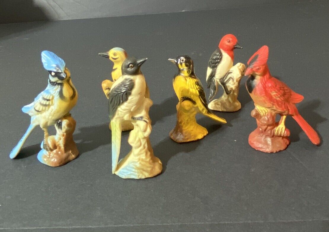 Vintage Hand Painted Bird Figurines Set Of 6