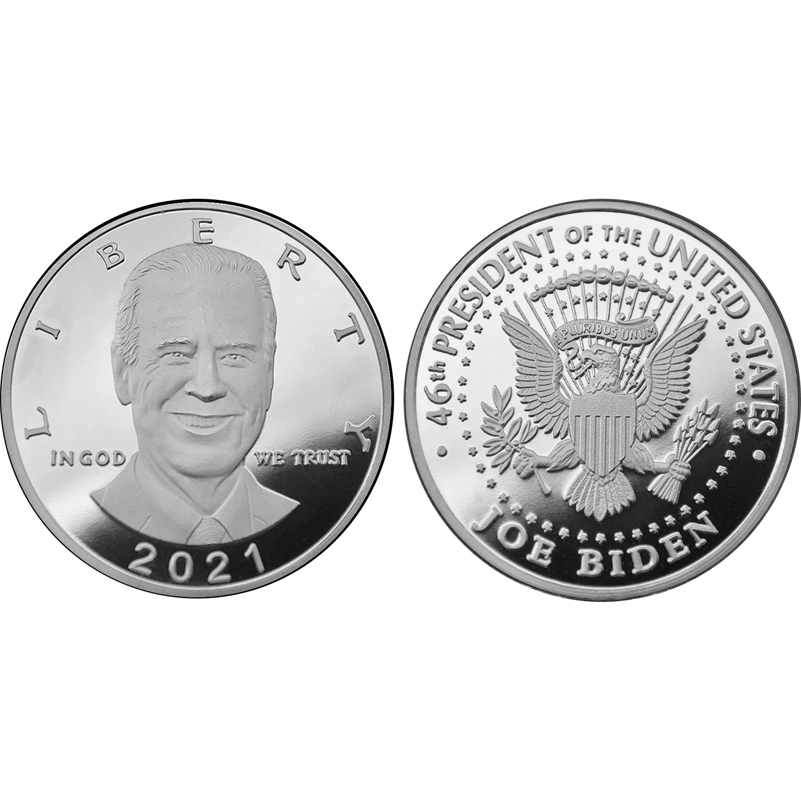 BL13-005 President Joe Biden Sterling Silver plated 2021 LIBERTY Challenge Coin