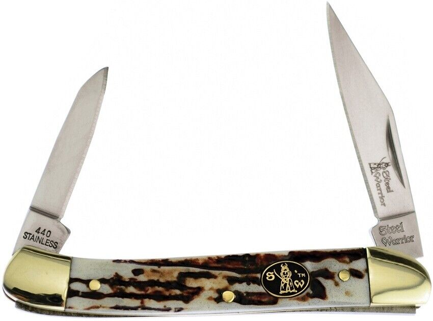 Frost Cutlery Little Copperhead Pocket Knife Stainless Blades Imitation Stag