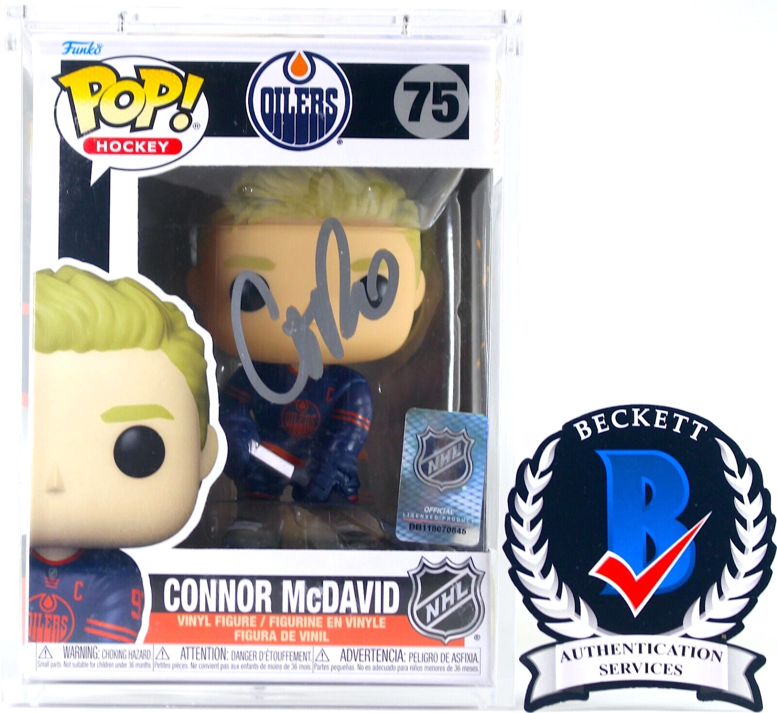 Autographed Signed Connor McDavid #75 Funko Pop Hockey NHL Beckett Authentic ✅