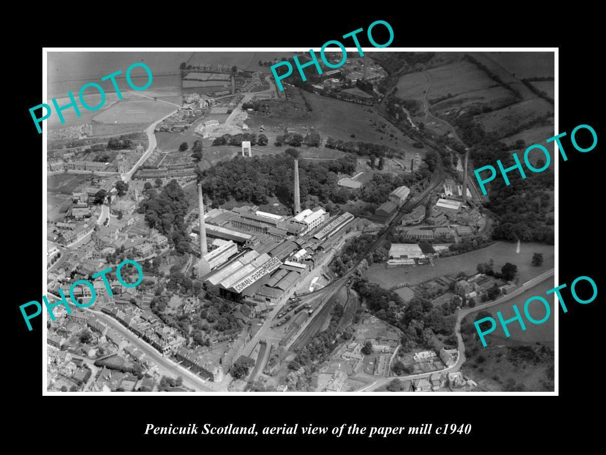 OLD 6 X 4 HISTORIC PHOTO OF PENICUIK SCOTLAND AERIAL VIEW OF PAPER MILL c1940