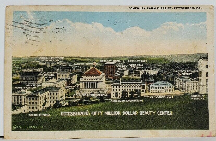 Schenley Farm District Pittsburgh Pa Fifty Million Dollar Beauty Ctr Postcard M3