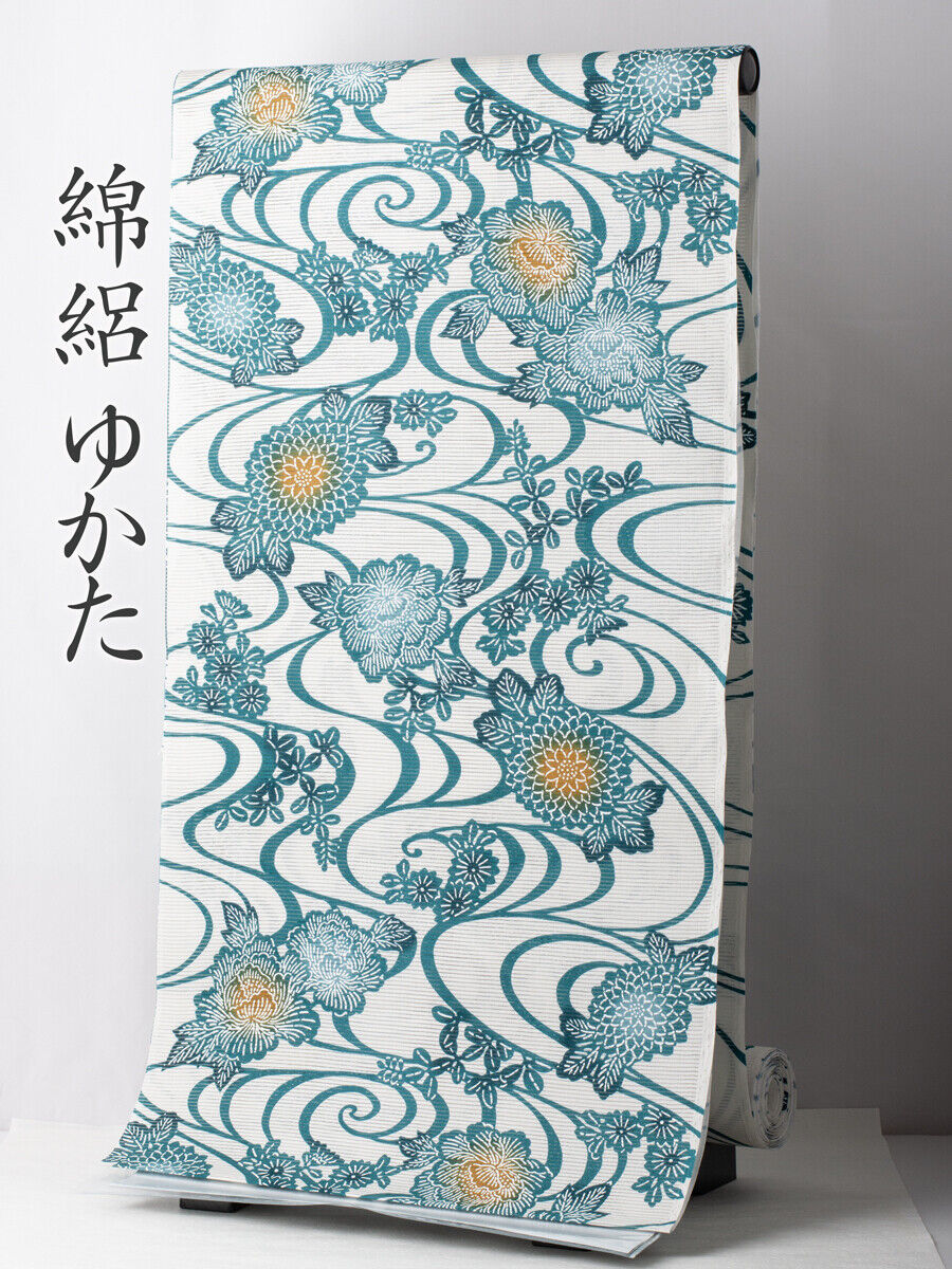 Yukata Fabric No.3639 Reliable Made In Japan Sakura Shichiken Unbleached Cotton