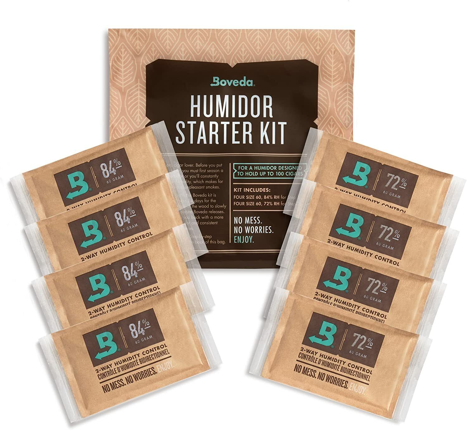 Boveda for Cigars 100-Count Humidor Starter Kit BUNDLE: Boveda 84% RH & 72% RH