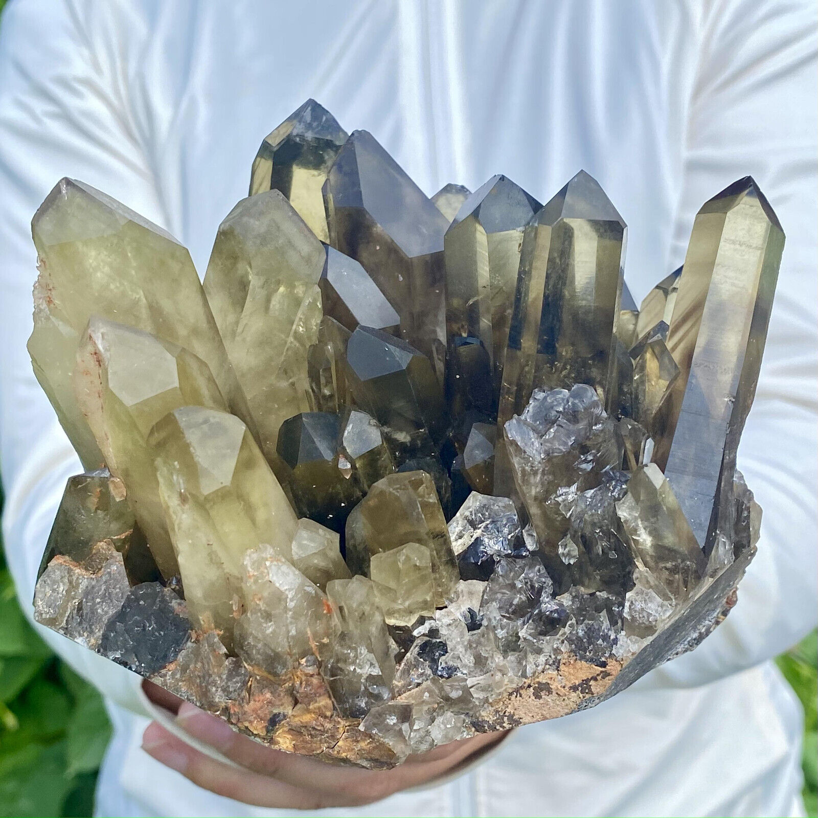 4.3LB Natural Tea black Crystal quartz Cluster Mineral Specimen Healing reiki