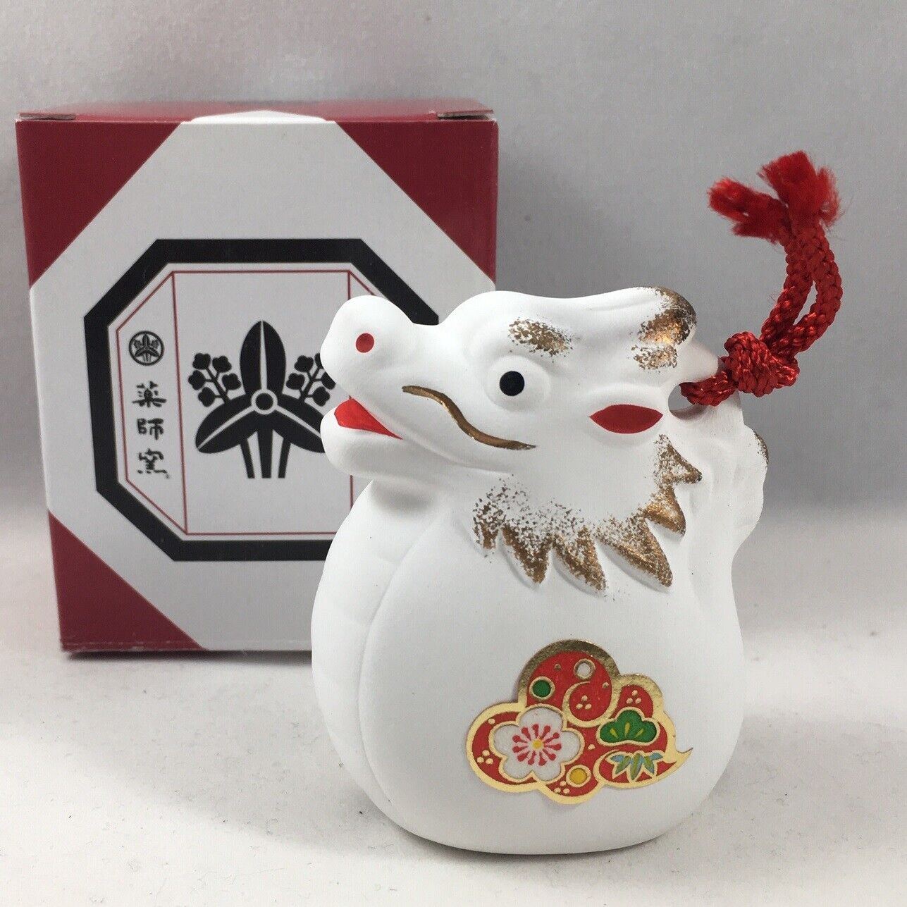 Japanese ETO 2024 Zodiac White Clay Lucky Dragon Bell Ornament Figure JAPAN MADE