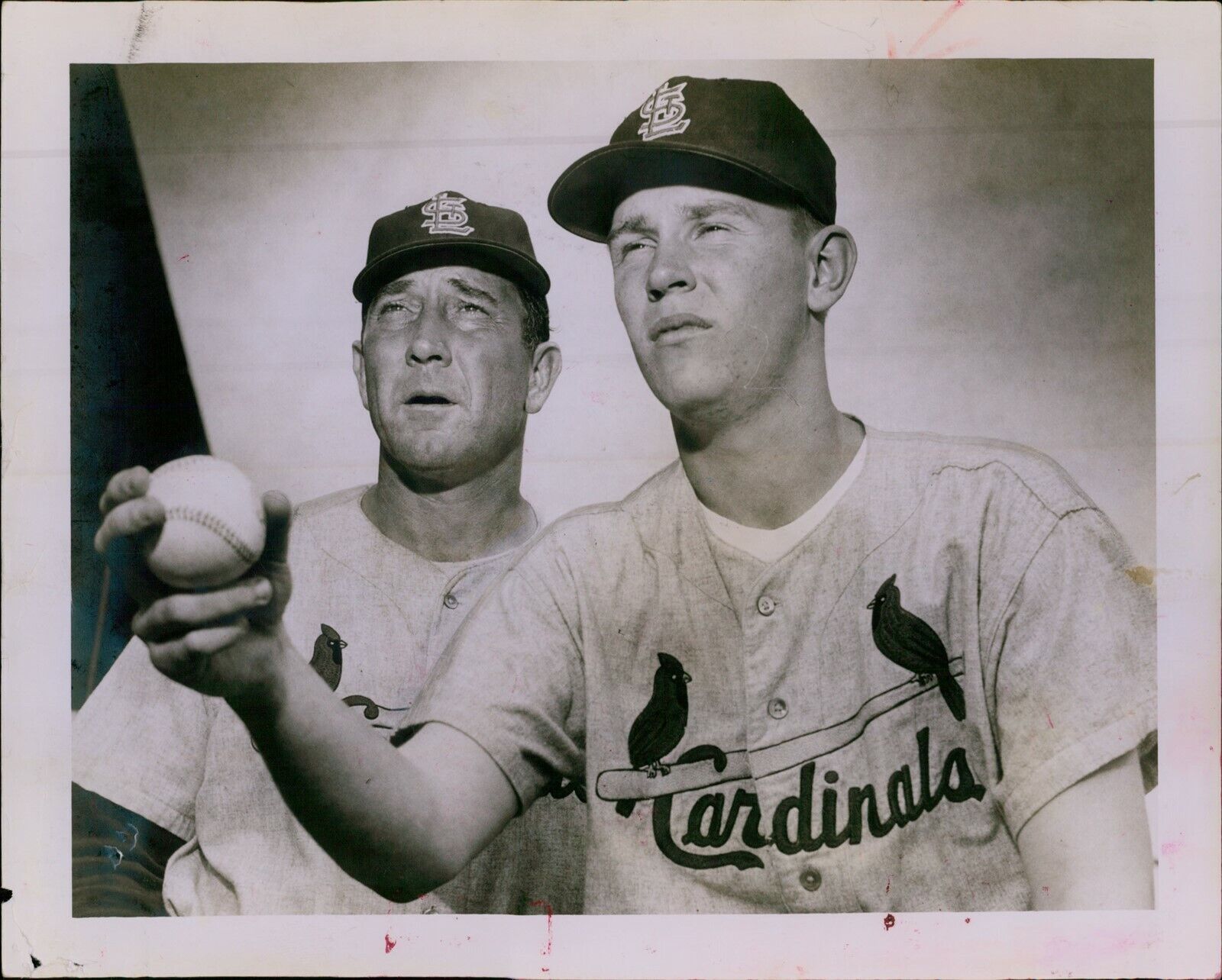 LG782 1961 Original Photo FRED HUTCHINSON BOB MILLER St Louis Cardinals Baseball