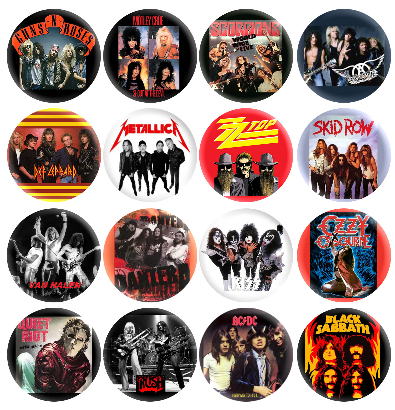 80\'s Hair Band 80\'s Metal 80\'s Rock Band Music Pinback Buttons Retro Pins 1\