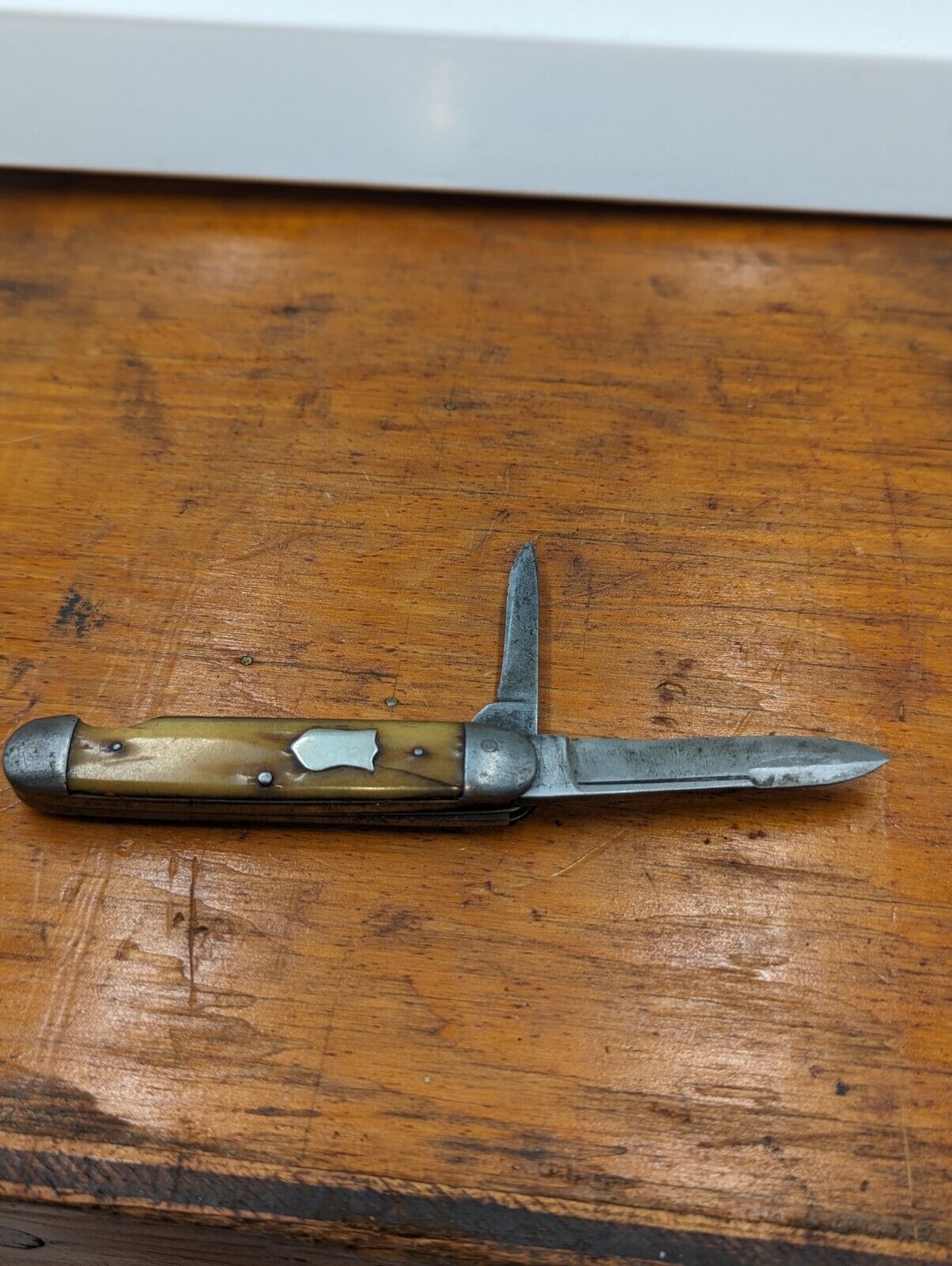 Schatt and Morgan Pocket Knife Bone Handle  2 blade