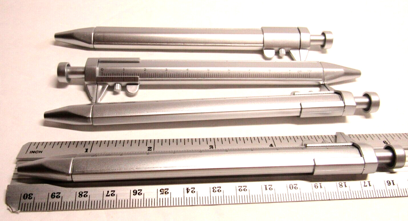 SET OF 4 Caliper multi-function pens- gel ink and mm ruler caliper USA seller