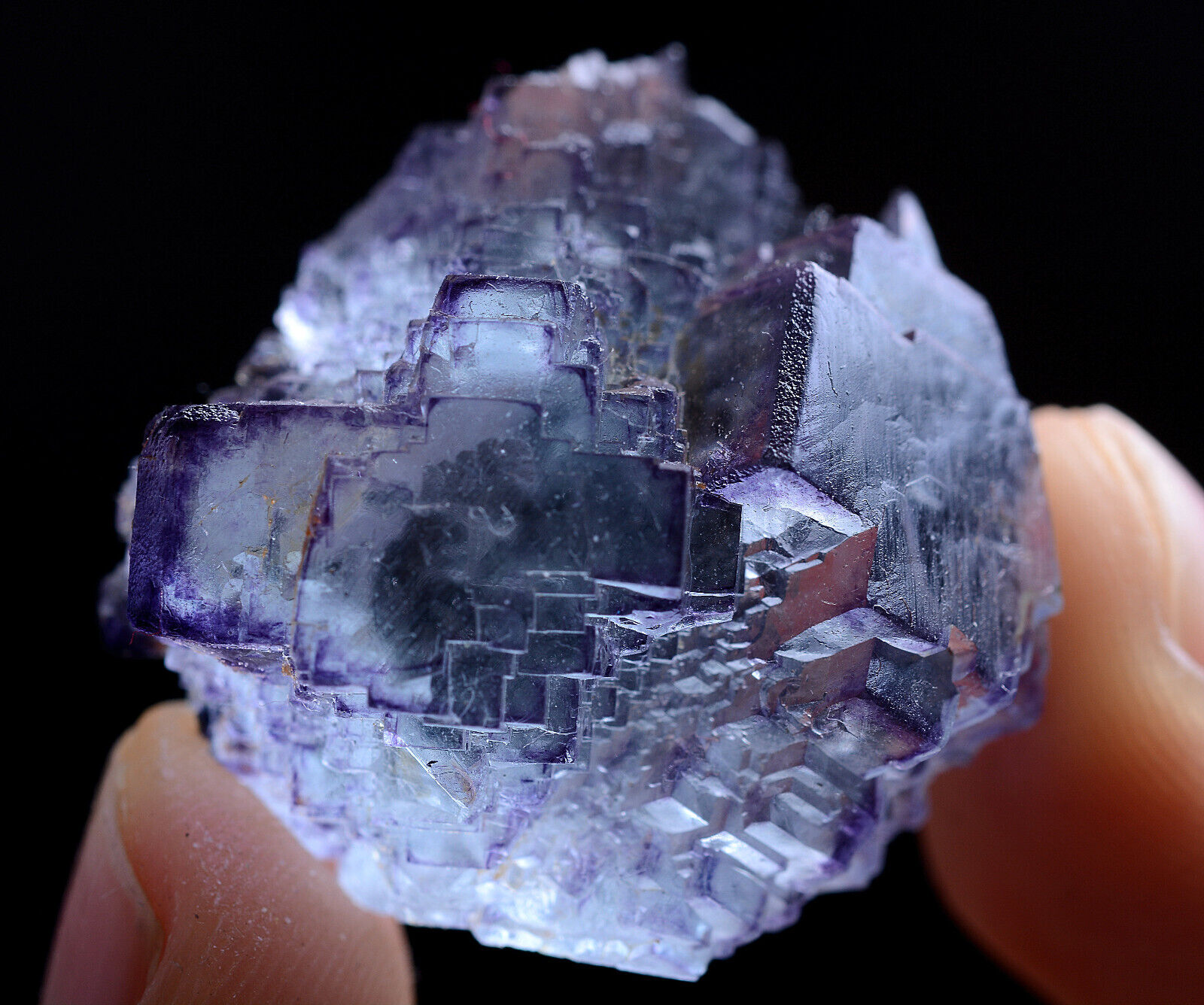 14g Natural ladder pattern Purple Fluorite Mineral Specimen /Yaogangxian China