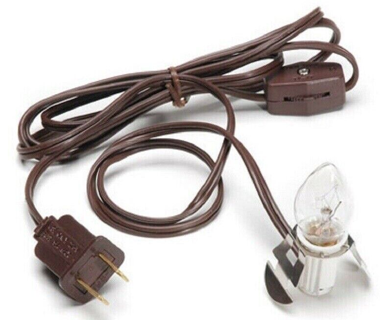 Brown Clip Lamp Light 6' Electric Accessory Cord with Socket on/off Switch