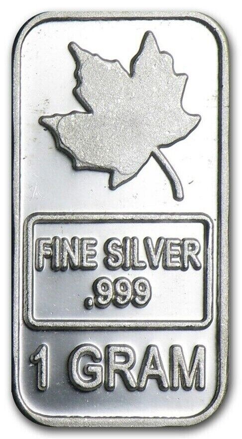 1 Gram Silver Canadian Maple Leaf Bar 1 gm 0.999 Fine US Seller [Uncirculated]