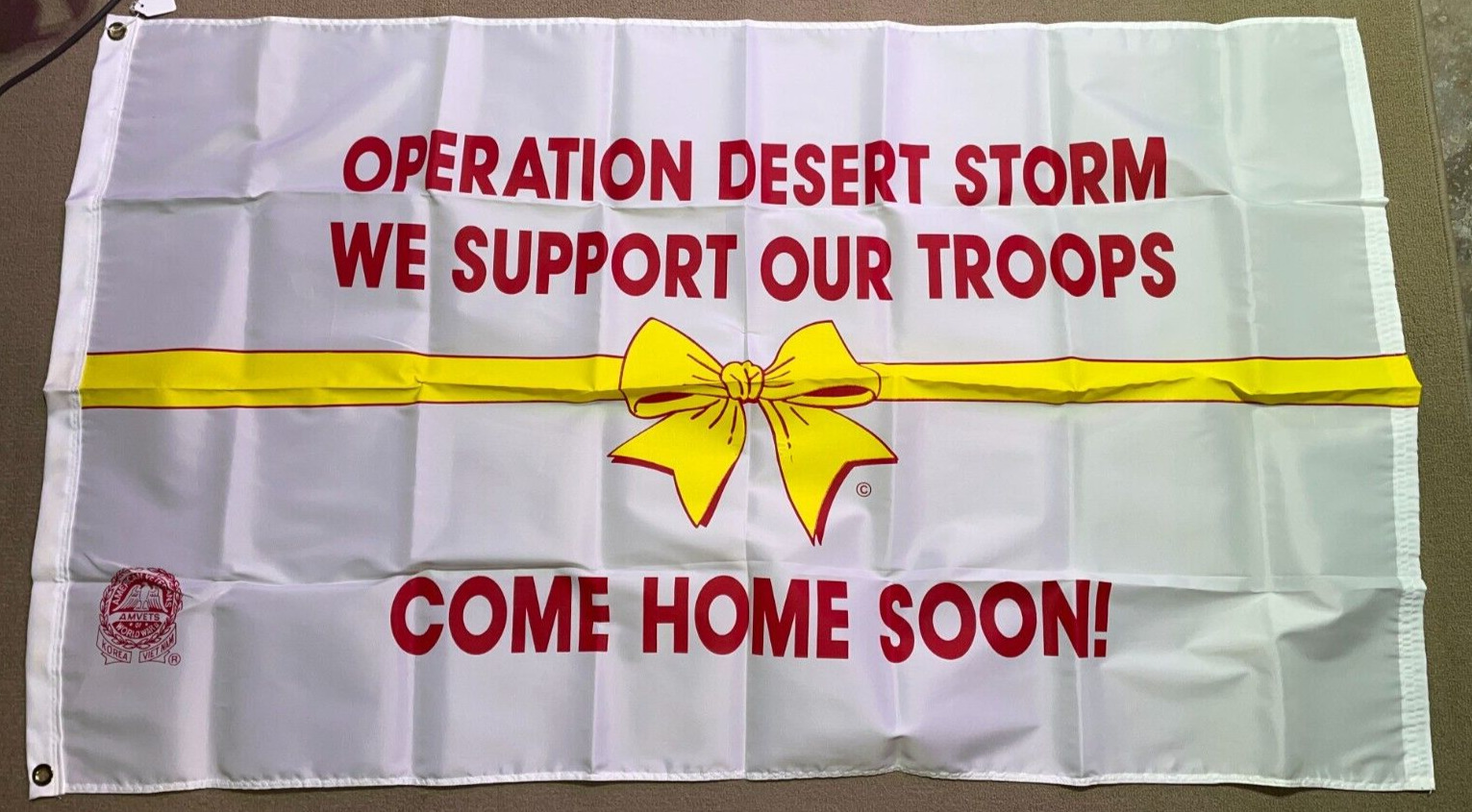 True Era Operation Desert Storm Yellow Ribbon AmVets Flag 3x 5 MIA Military NOS