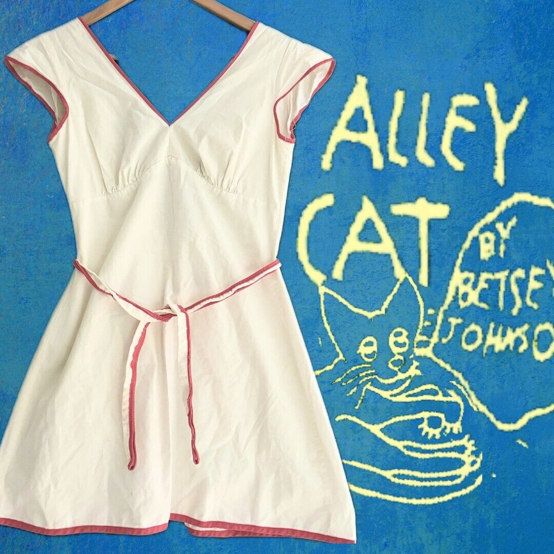 Vintage 1970s Alley Cat by Betsey Johnson Red White Apron Country Perfect