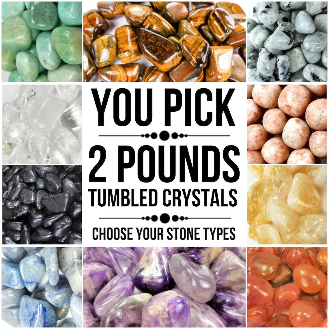2 Lbs Tumbled Crystals ( You Pick ) Bulk  Wholesale Gemstone Lot