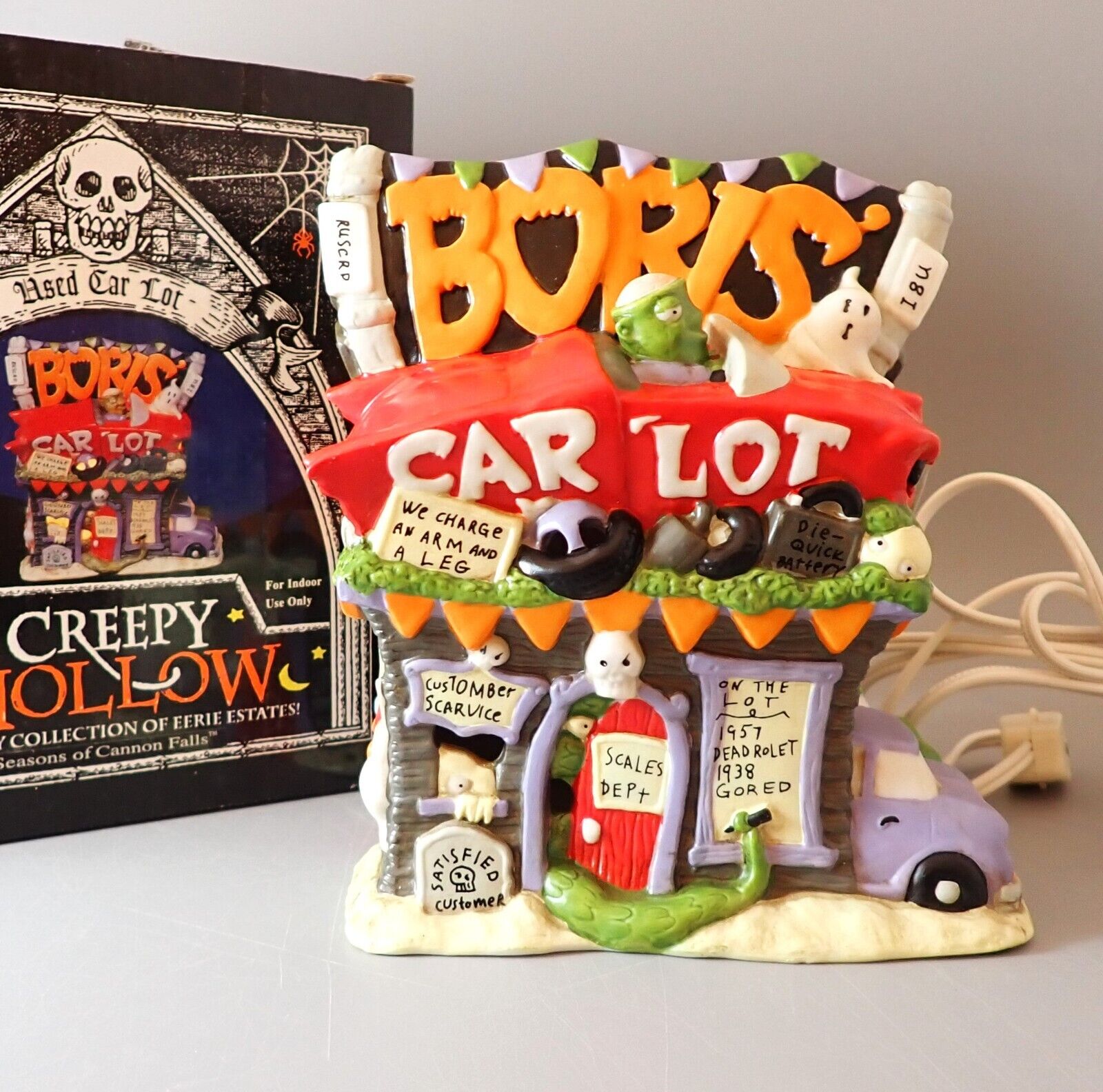 Creepy Hollow Boris\' Used Car Lot Lighted Halloween NIB Midwest of Cannon Falls
