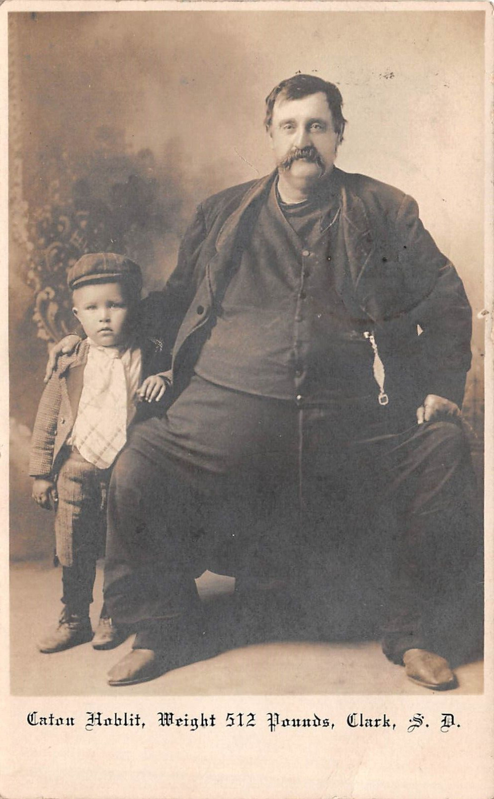 RPPC Clark SD Carnival Fat Man Caton Hoblit Weight 512 Lbs. 1909 Postcard