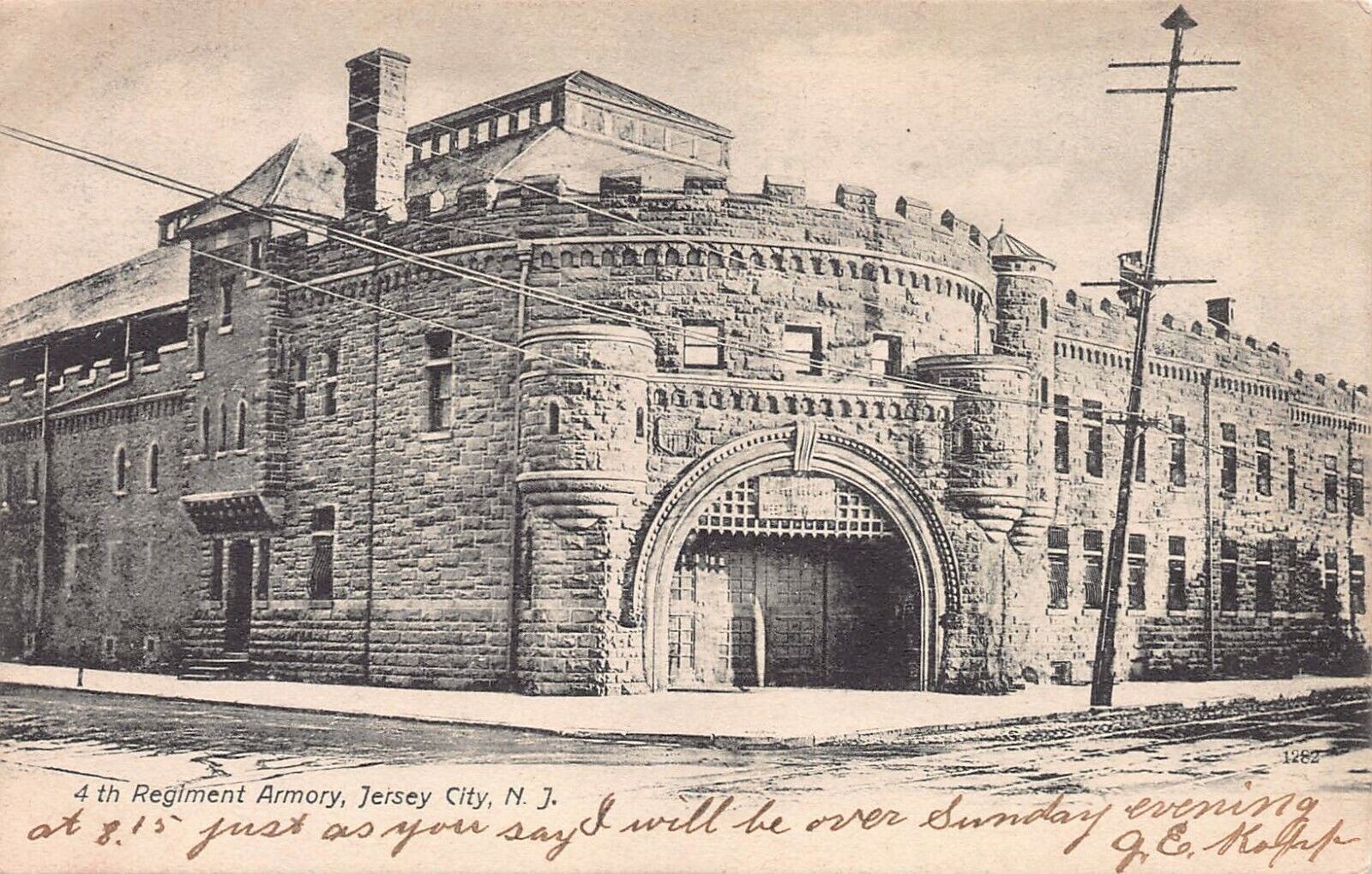 4th Regimental Armory, Jersey City, New Jersey, early postcard, used in 1906