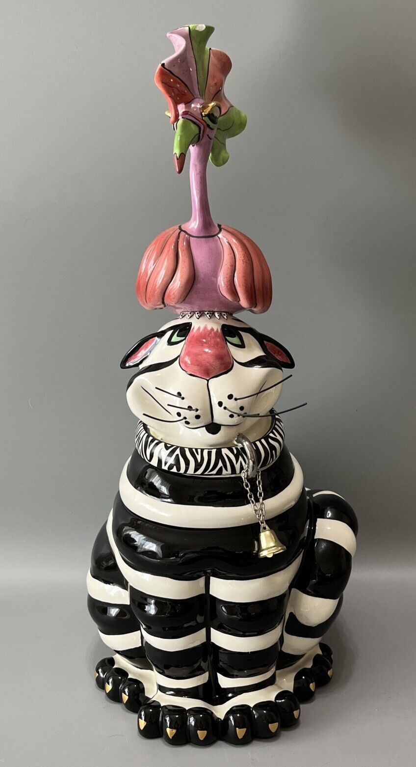 Lynda Corneille Swak Clancy Cat Character with Flamingo Collectible Cookie Jar