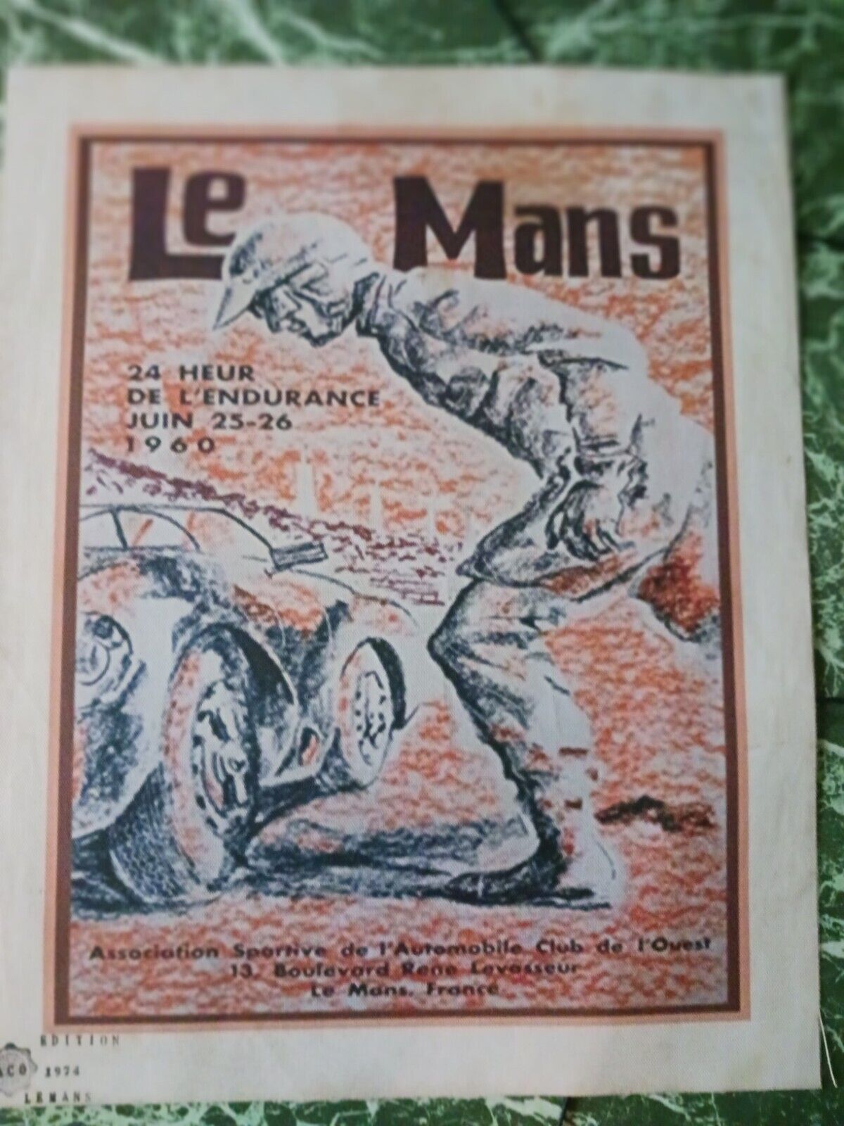 1961 Du Mans 24 Hours Antique Canvas Printed Poster Aco Edition  