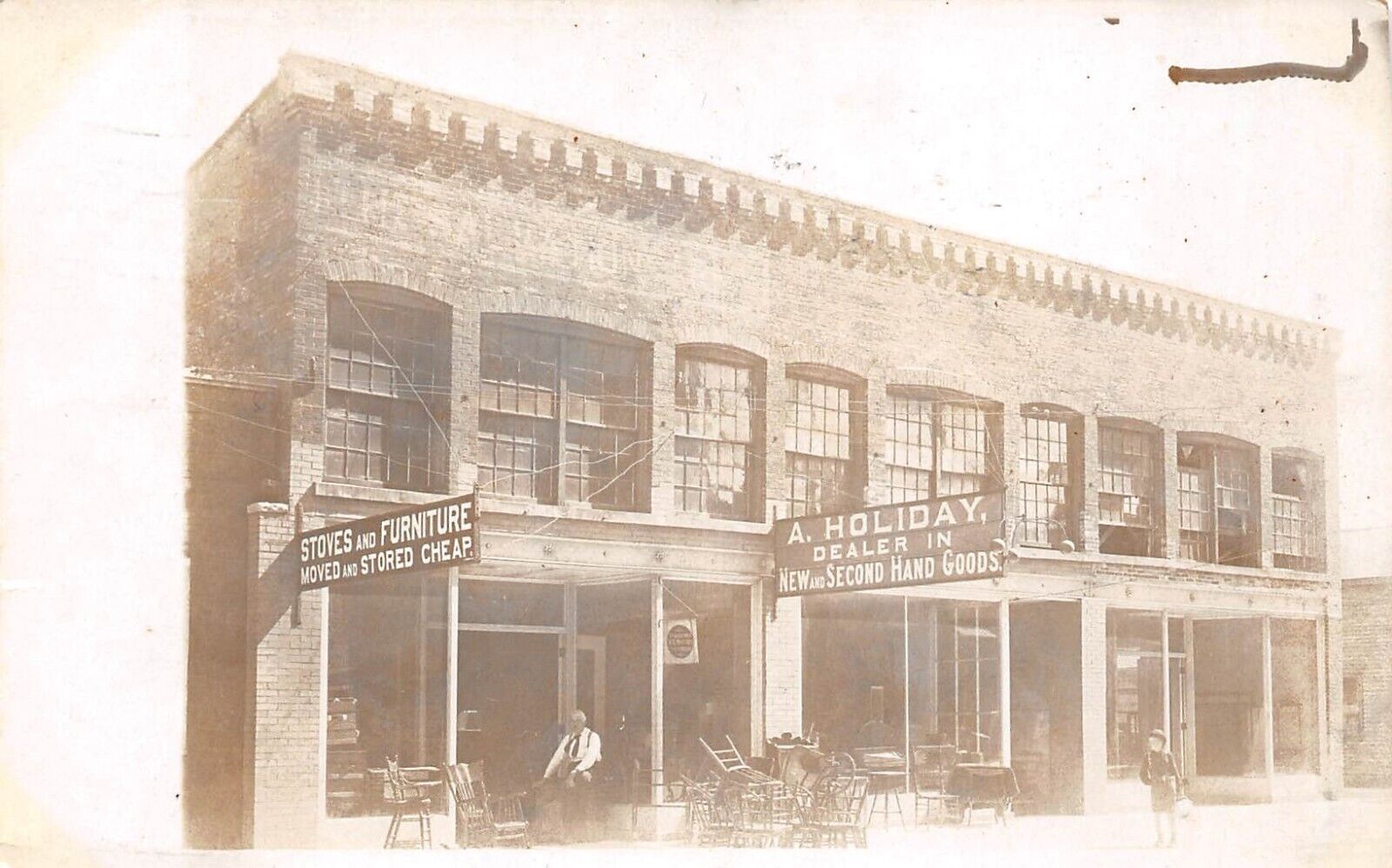 RPPC Fond Du Lac WI A. HOLIDAY SECOND HAND GOODS STORE 1908 Photo Postcard
