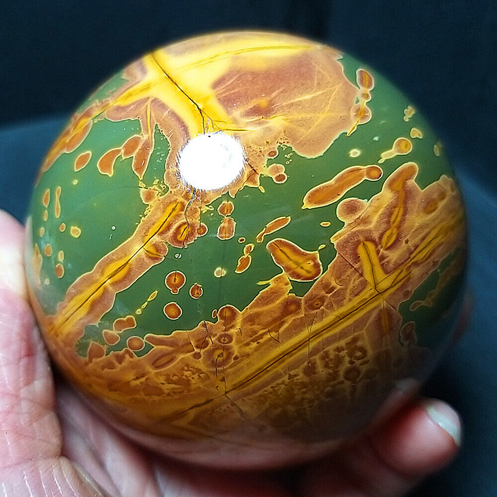 Rare 582G Natural Polished Ocean Jasper Ecology Sphere Ball Reiki Healing A2657