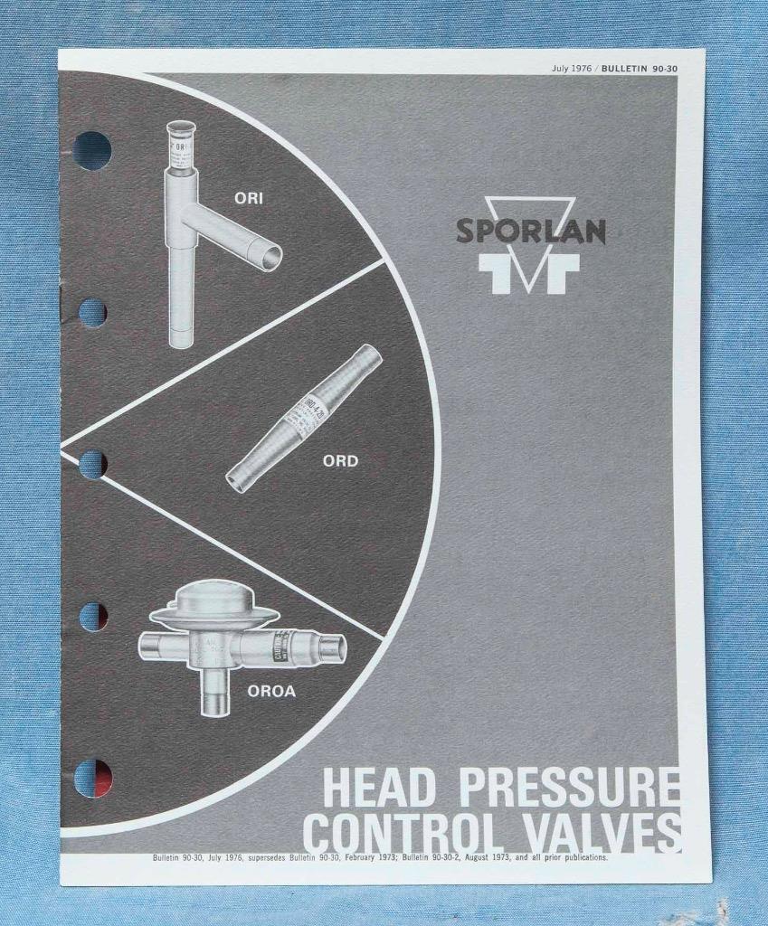 Vintage Sporlan Head Pressure Control Valves Bulletin Catalog 1976 dq