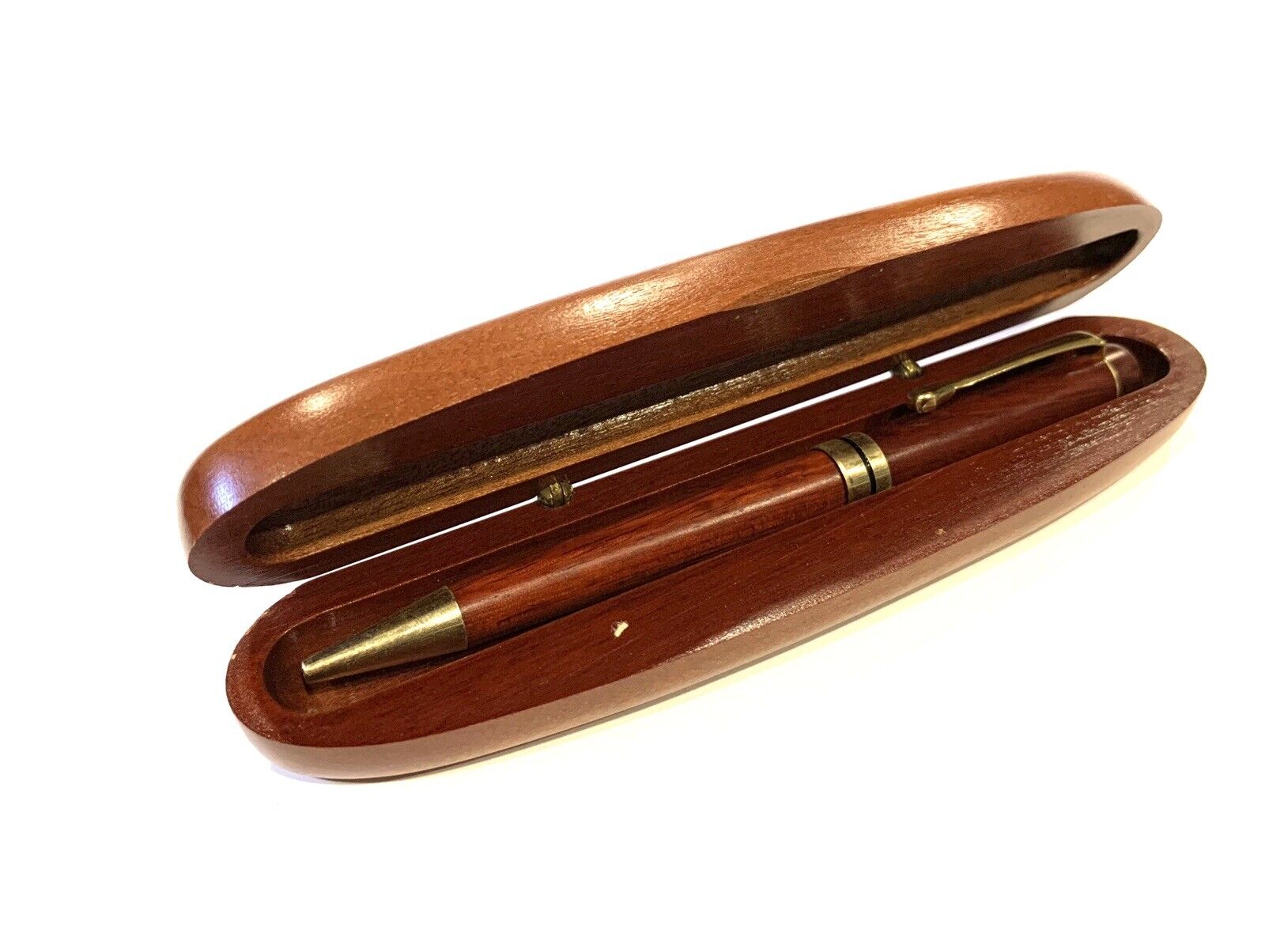 Luxury Rosewood Ballpoint Pen With Gold Tone Accent And Rosewood Case