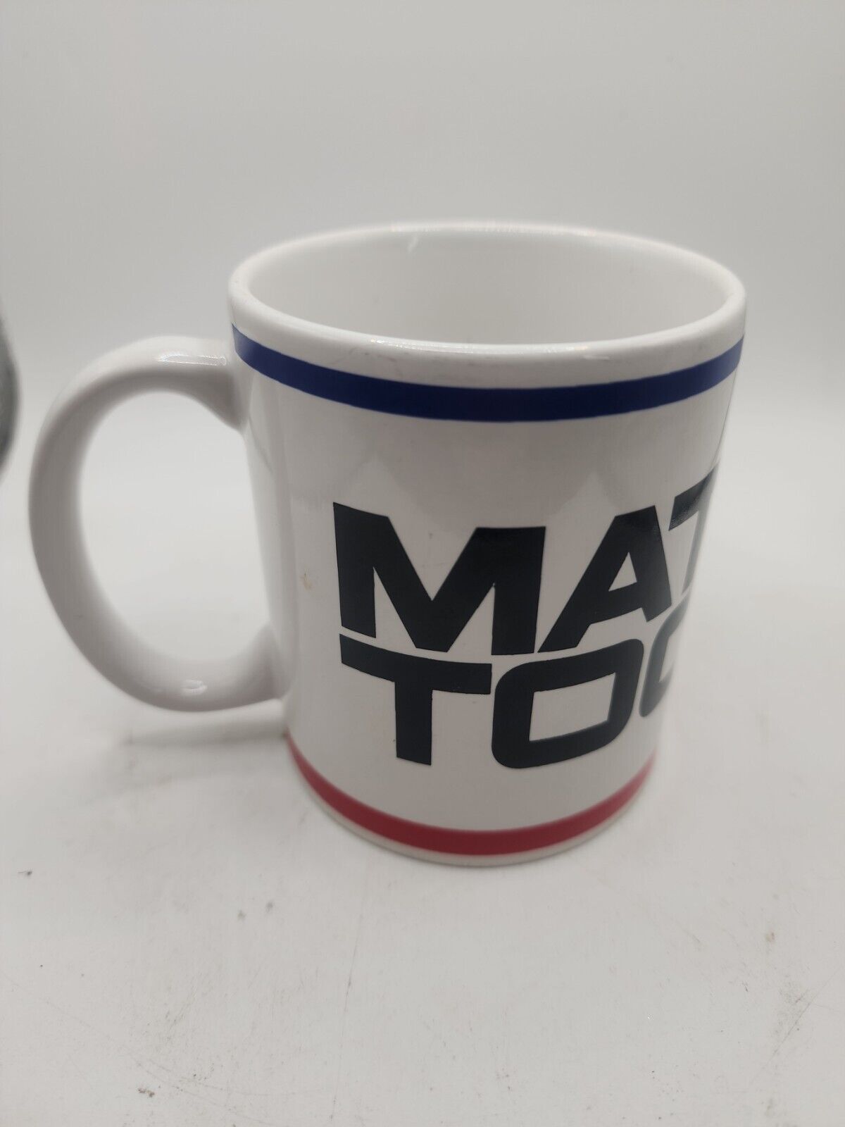 Matco Tools Coffee Tea Mug Cup White Background and Blue Black Red Graphics