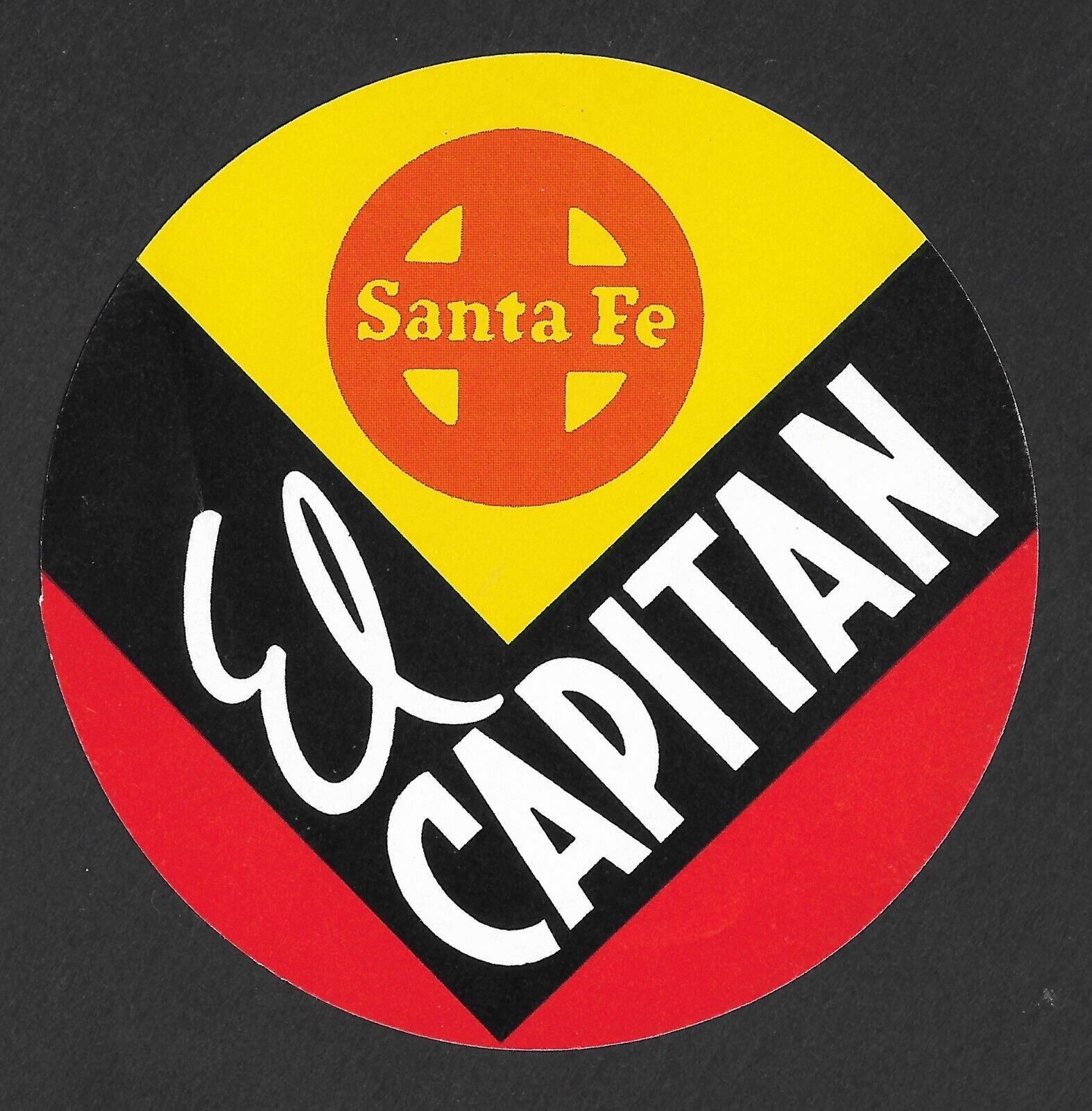 Original Santa Fe El Capitan Railroad Baggage Label - Circa 1930's - Used