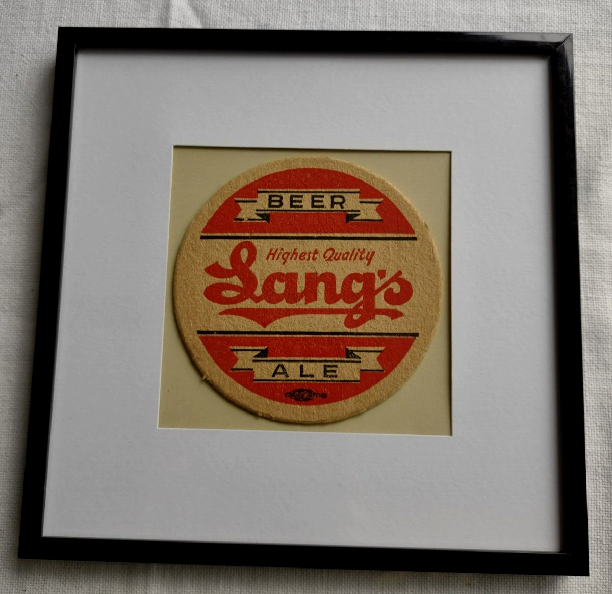 Vintage Lang's Brewery Beer & Ale Buffalo NY Matted Framed Coaster