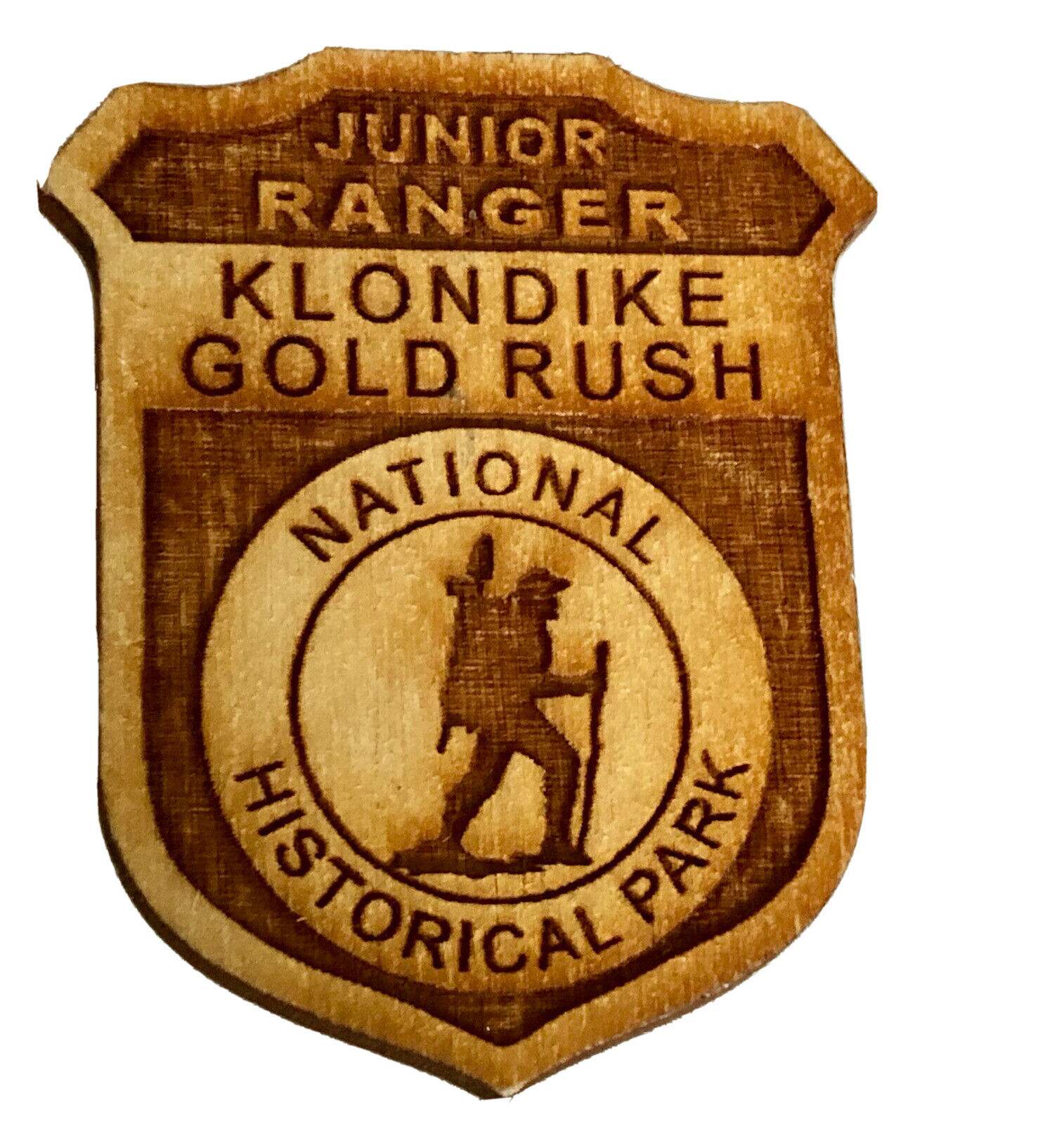 Klondike Gold Rush Pin NPS Junior Park Ranger Wood Pin Seattle Yukon A860