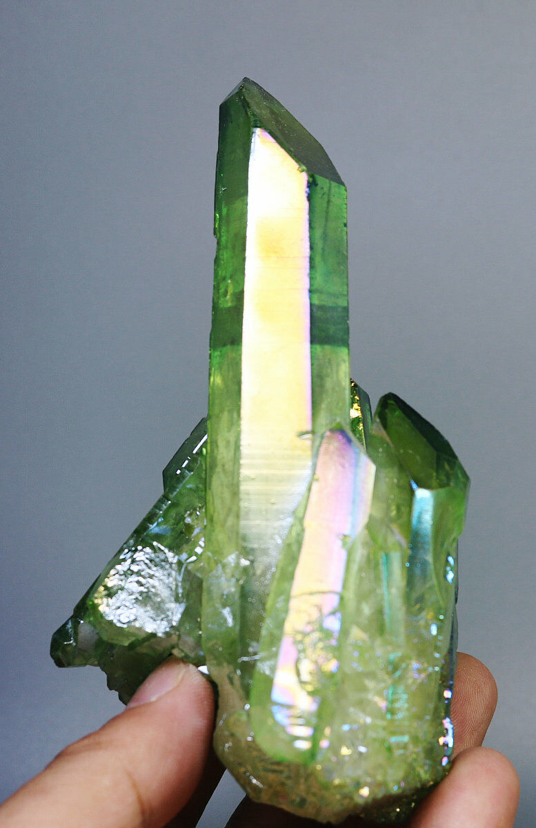 310g Light Colorful Aura Quartz Crystal Titanium Bismuth Silicon Cluster Rainbow