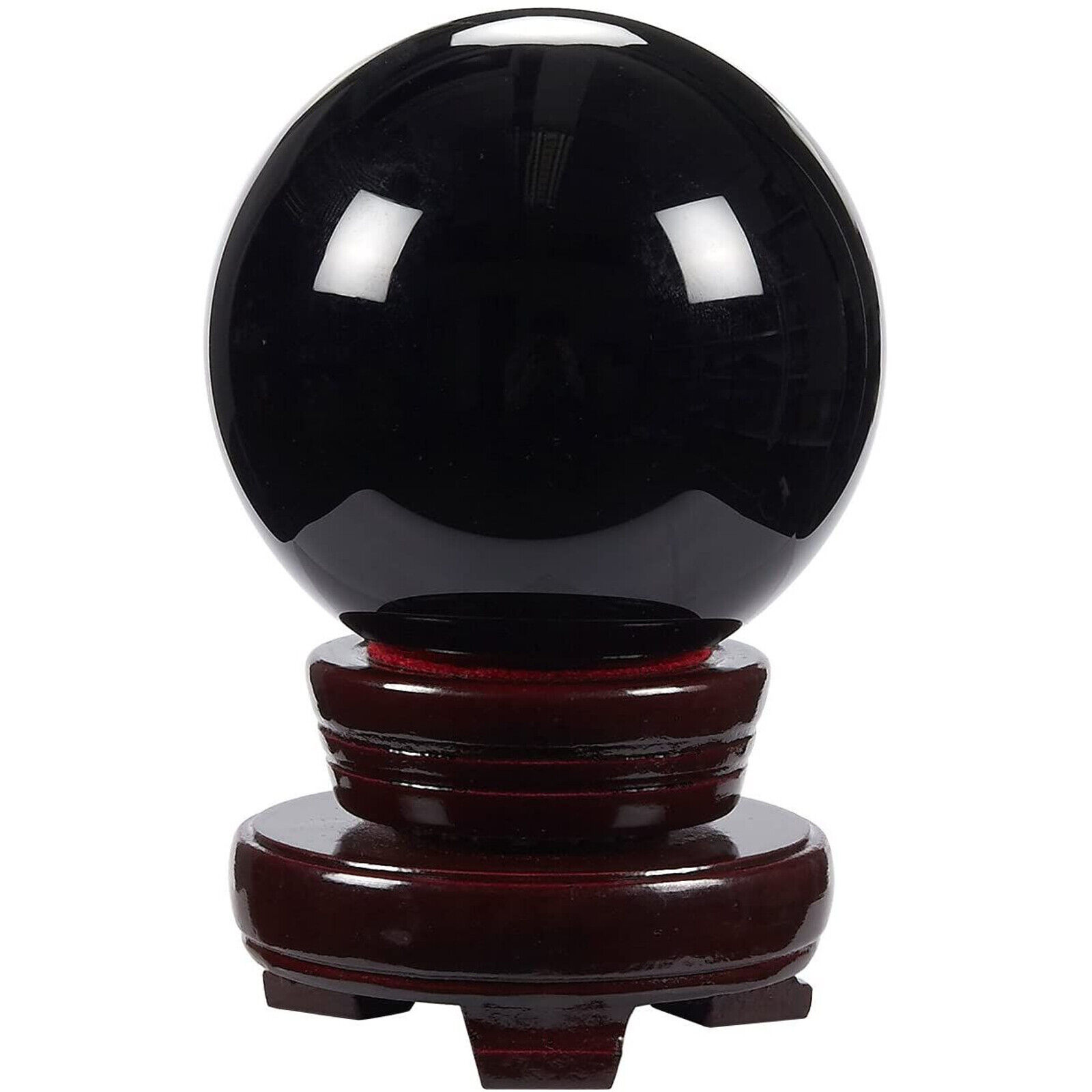 Black Obsidian Crystal Ball Sphere with Stand for Meditation Healing 4.5