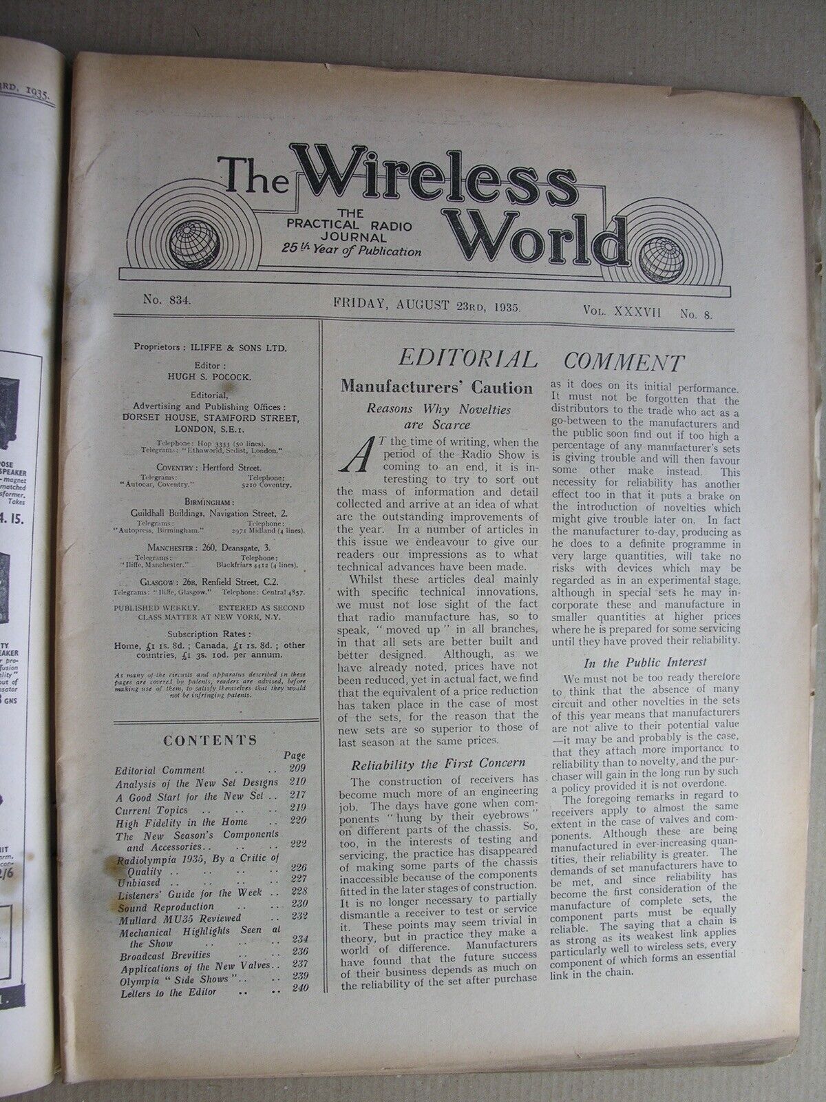 Mullard Mu35, Olympia BBC, High Fidelity in the Home WIRELESS WORLD 1935 No 834