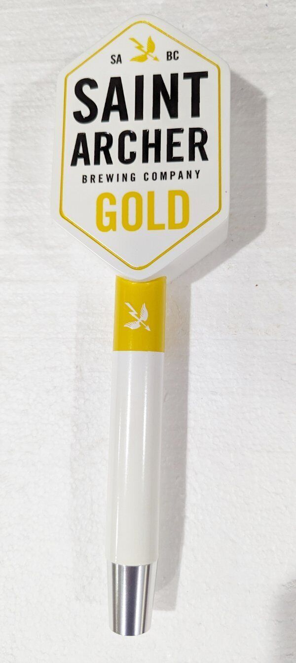 New In Box - Saint Archer Brewing Co GOLD Beer Tap Handle Tall - 9 1/2” 