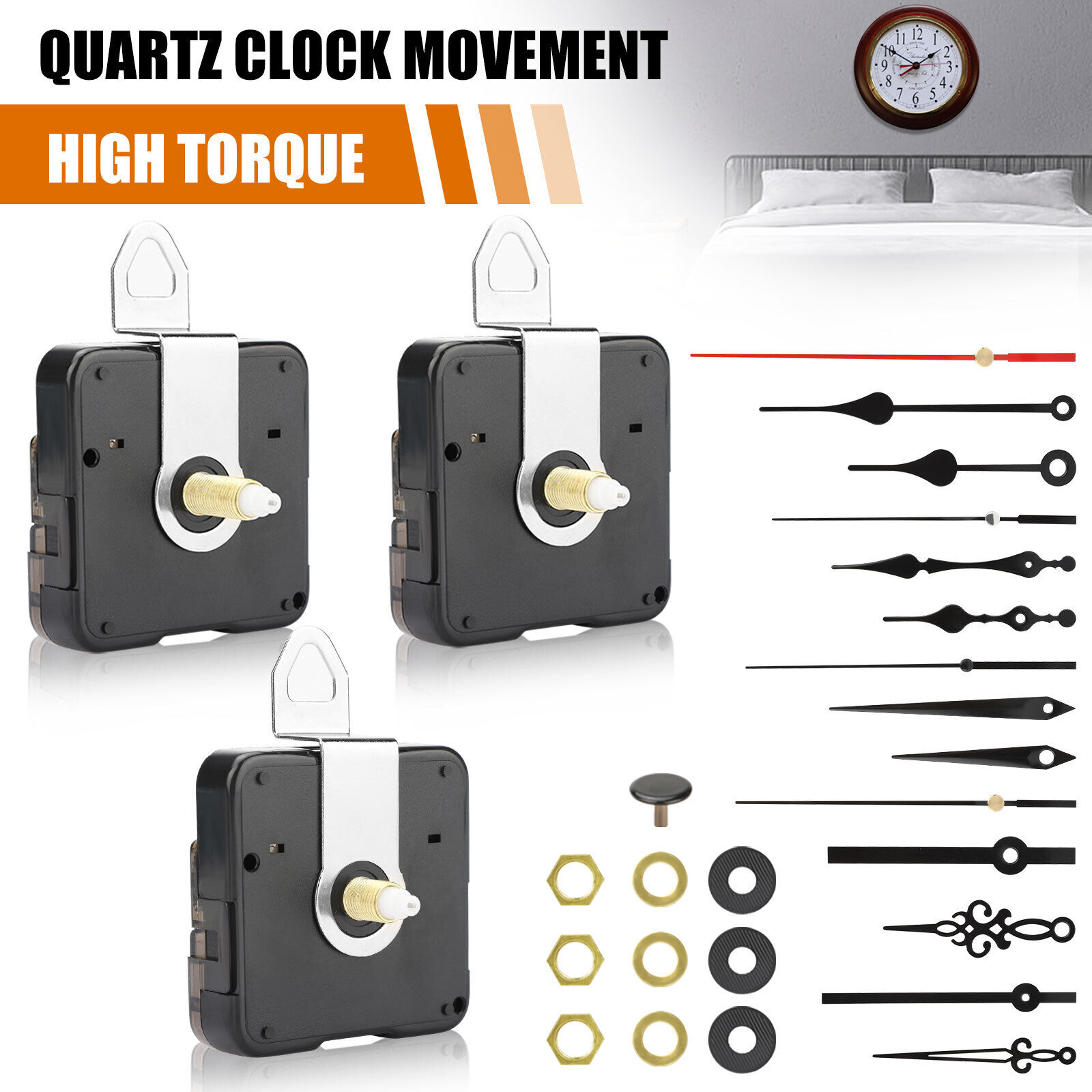 3 Pack DIY Wall Quartz Clock Movement Mechanism Replacement Part Kit Repair Tool