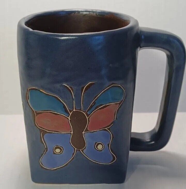 DESIGN BY MARA Coffee Cup Mug Stoneware Mexico Pottery BUTTERFLY 