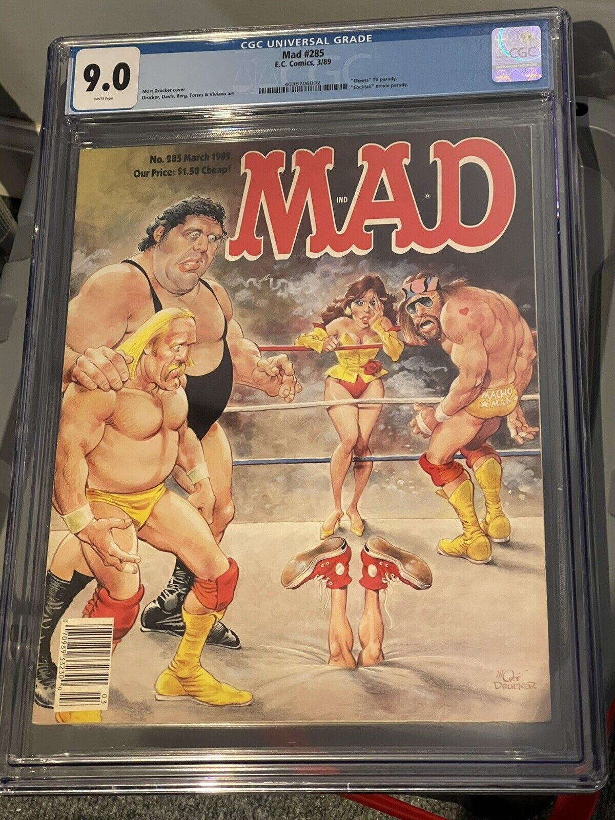 CGC 9.0 MAD MAGAZINE  MARCH 1989  #285 HULK HOGAN - MACHO MAN - ANDRE WWF RARE