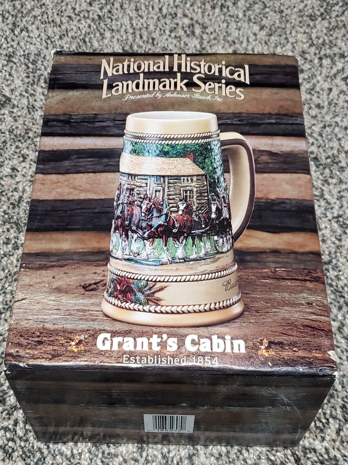 1988 Budweiser National Historic Landmarks Series Grant's Cabin Beer Mug Stein