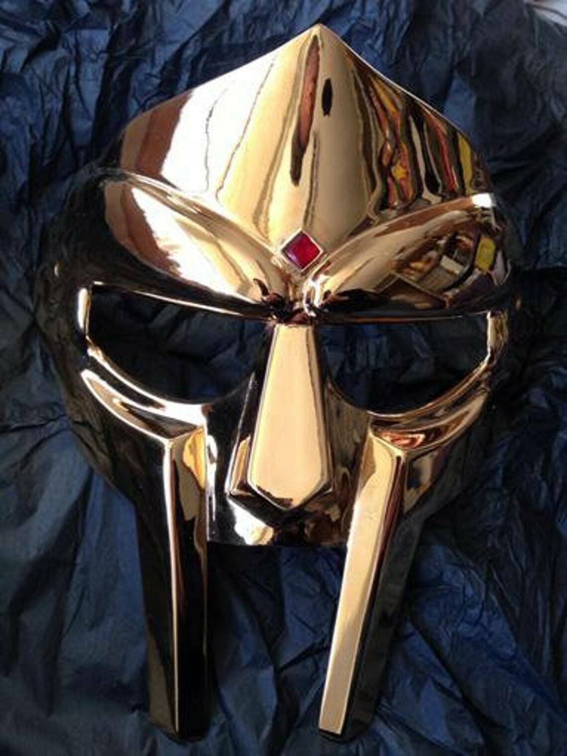 MF Doom Mask Gladiator Mad-villain 18G Steel Brass Face Armor Medieval Helmet 