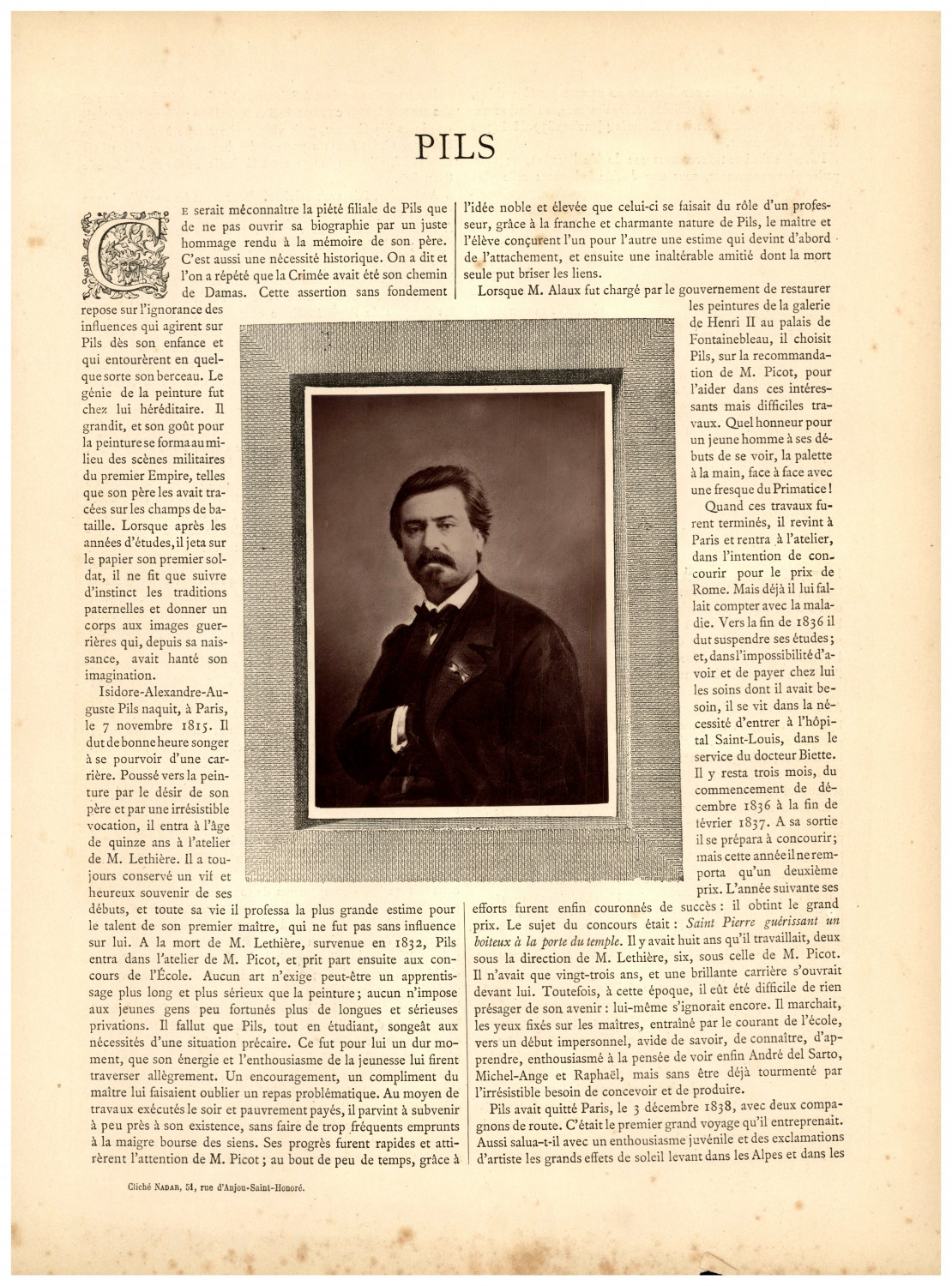 Isidore Alexandre Auguste Pils, French painter vintage print, print print d'ep print