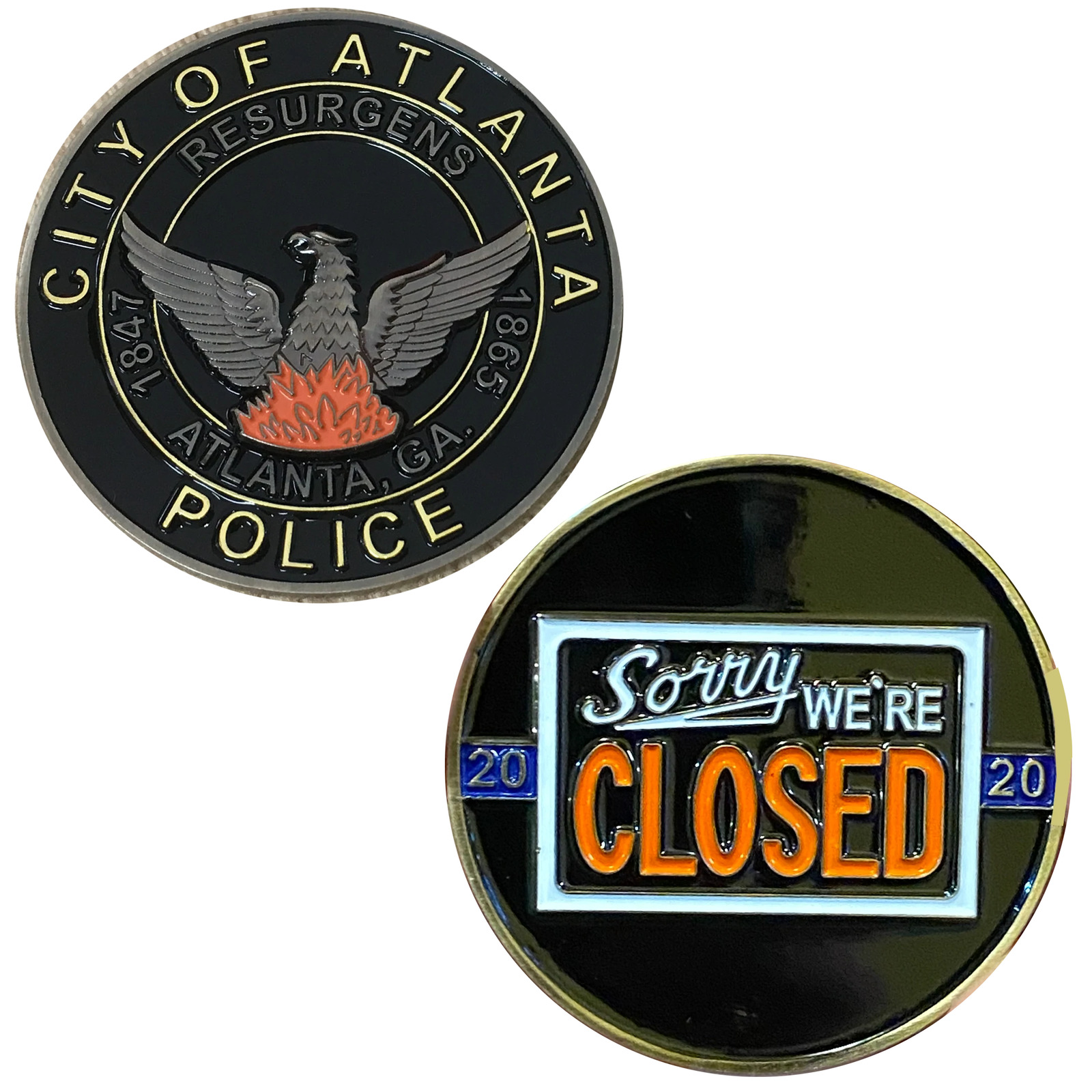 DL2-10 ATLANTA POLICE DEPARTMENT PD APD WALK OFF BLUE FLU CHALLENGE COIN SORRY W