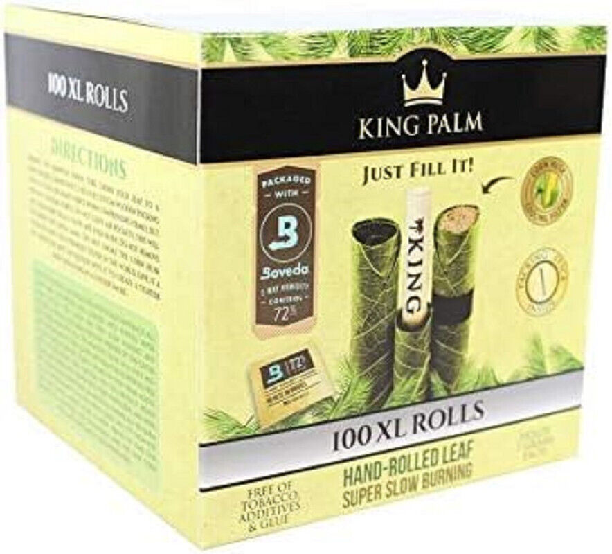 King Palm | XL Size | Natural | Organic Prerolled Palm Leafs | 100 Rolls